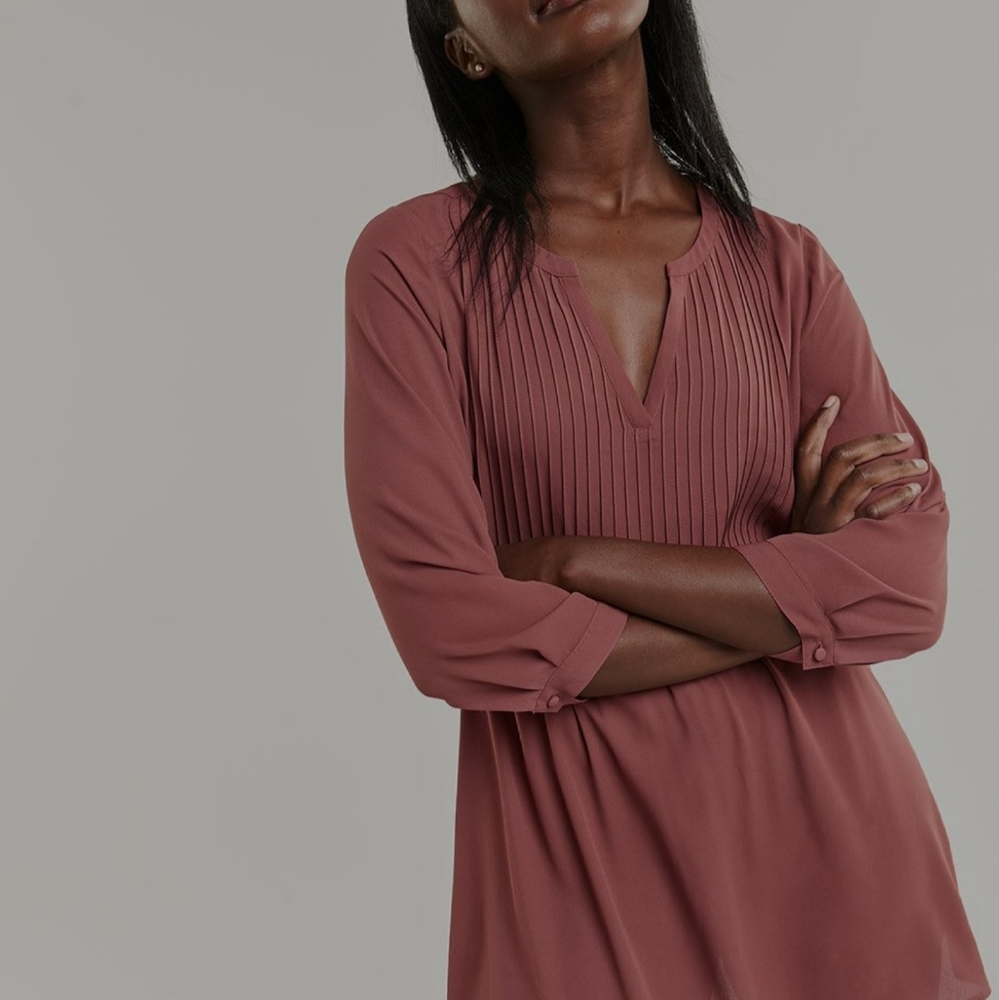 Reitmans Airy ¾ Sleeve Pintuck Tunic Blouse, size M